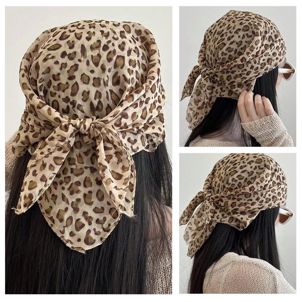 Retros Leopard Print Headscarf Fashionable Women Head Scarf Durability Scarf for Daily Wear