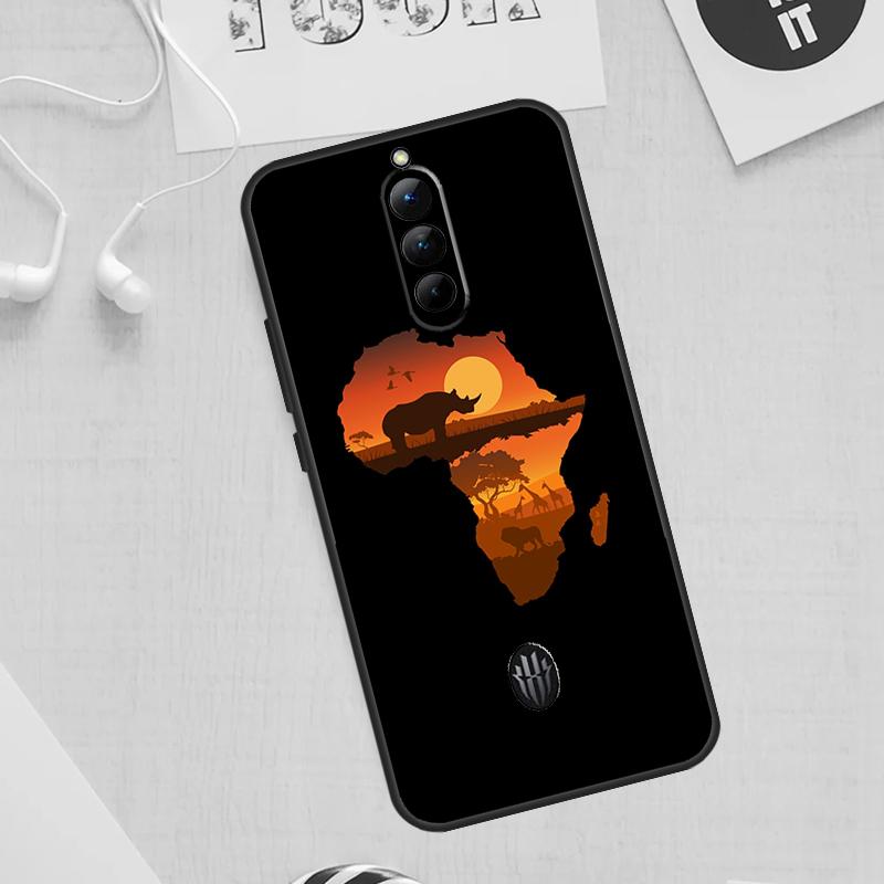 Africa Map Case For ZTE Nubia Red Magic 10S 8S 9S 8 9 11 Pro Plus 6 7 6S 7S 6R For RedMagic 10 Air Cover