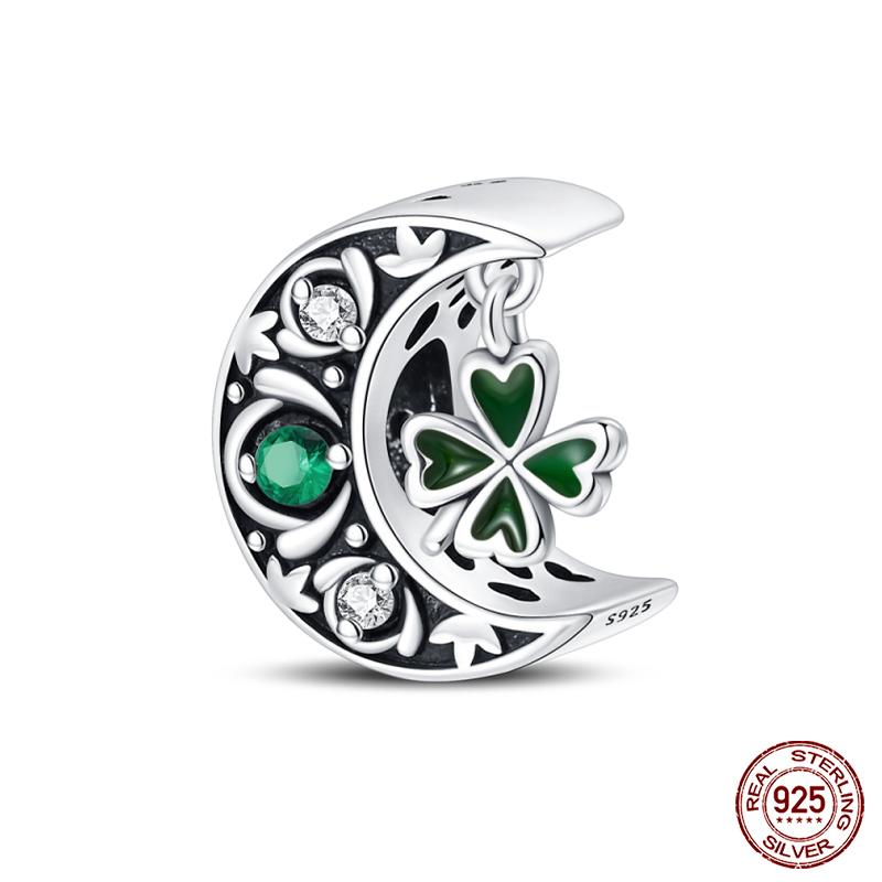 925 Silver Tree of Life Four-Leaf Clover Green Series Charms Beads Fit Qikaola 925 Original Bracelet DIY Jewelry Making