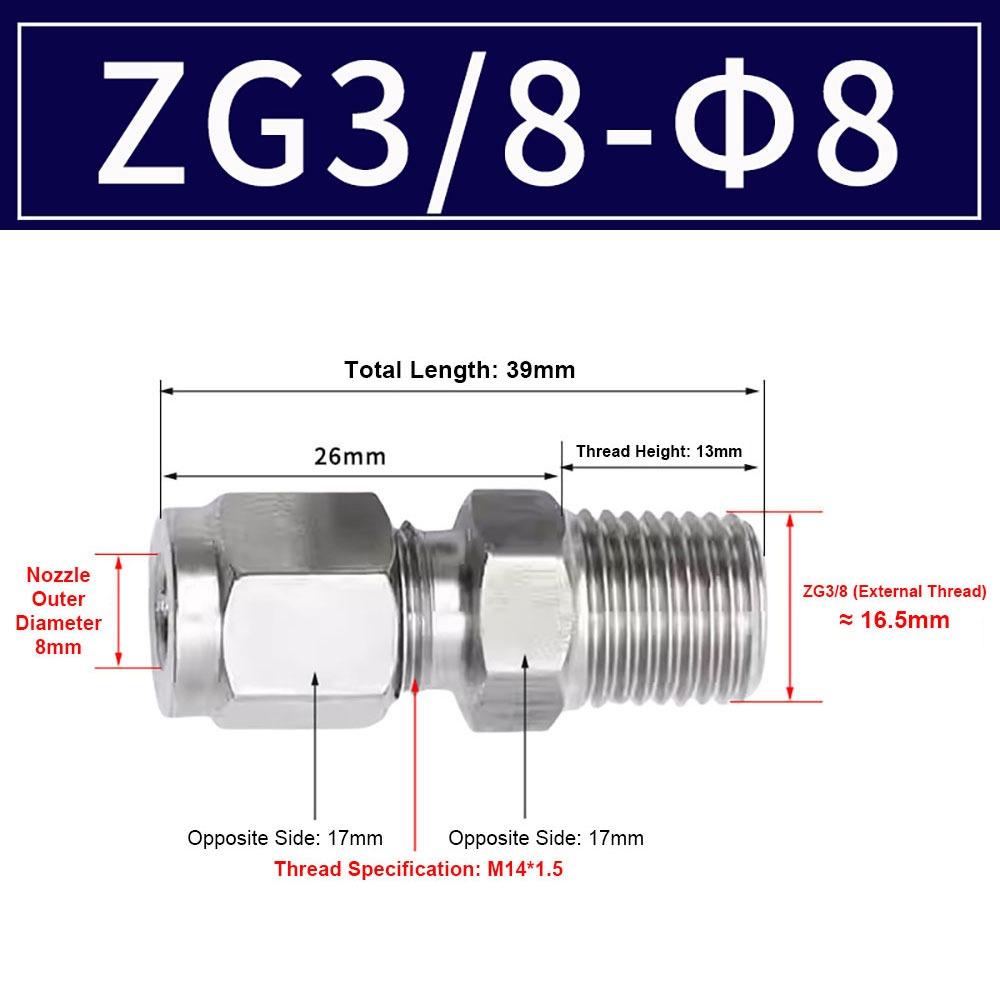1 шт. Трубный соединитель из нержавеющей стали 304 Метрический фитинг ZG для масла, воды, газа