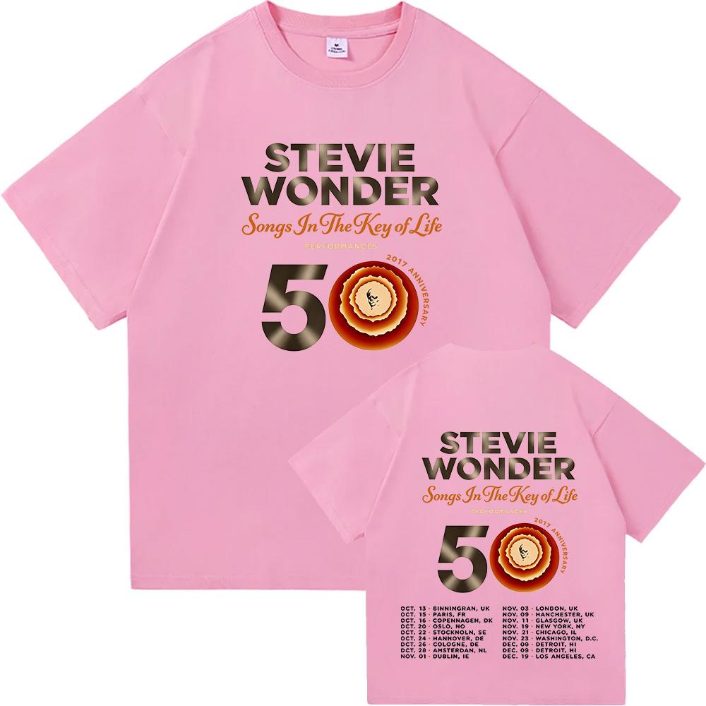 Футболка Stevie Wonder Songs in The Key of Life 50th Anniversary Tour Хлопок Мягкий Уличный стиль Короткий рукав Женская футболка