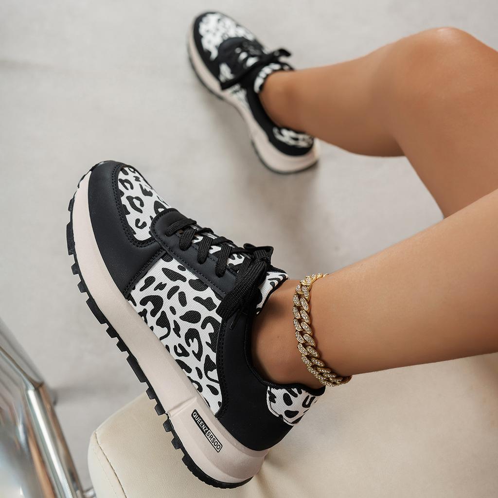 Внешнеторговые осенне-зимние новые спортивные туфли с леопардовым принтом женские 2025 удобные повседневные парусиновые туфли на плоской подошве повседневные туфли Forrest Gump