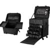 Qihui Large Capacity Double Layer Makeup Travel Case - Mobile Beauty Artist Trolley Box