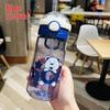 1Pcs Juice Milk Children Drinkware with Lid Straw Sticker Tumbler Cup Portable Water Bottle  Kids
