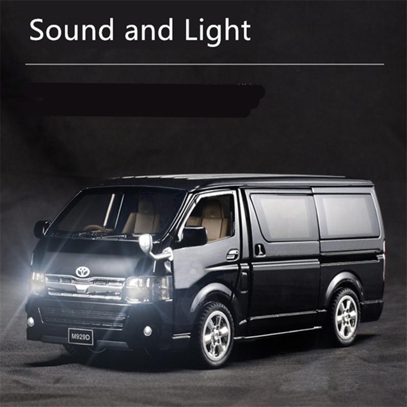 1:32 Scale Toyota Hiace MPV Alloy Car Model, Diecasts Metal Toy Vehicles Car Model with Simulation Sound and Light Collection Children Gift