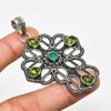 Green Onyx, Peridot Gemstone 925 Silver Plated Jewelry Pendant 2.46"
