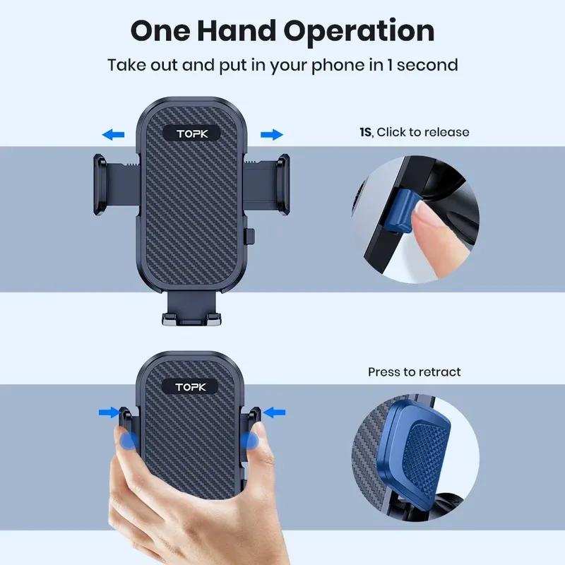 TOPK Car Phone Holder Mount Upgraded Stainless Steel Hook Cell Phone Holder for Car Air Vent Mag-Safe Compatible All Phones