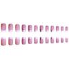 24 шт. накладных ногтей Press On Nails розового цвета, короткие, квадратные, готовые, с белой пудрой, блестящие, с цветочным узором в горошек, накладные ногти