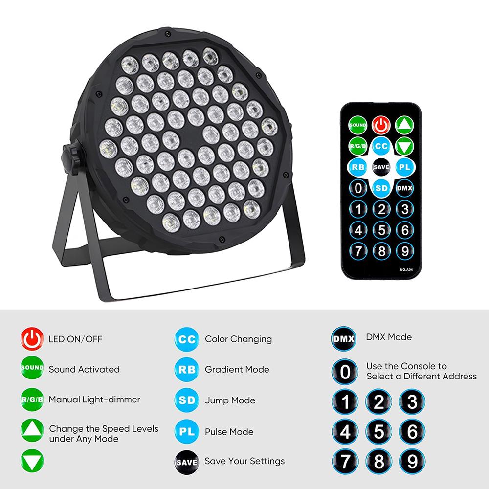 Stephanie 36 LED Stage Flat Par Lighting Effect RGBW 3IN1 DMX 512 DJ Disco Party Holiday Christmas Bar Club Wedding Show Lights