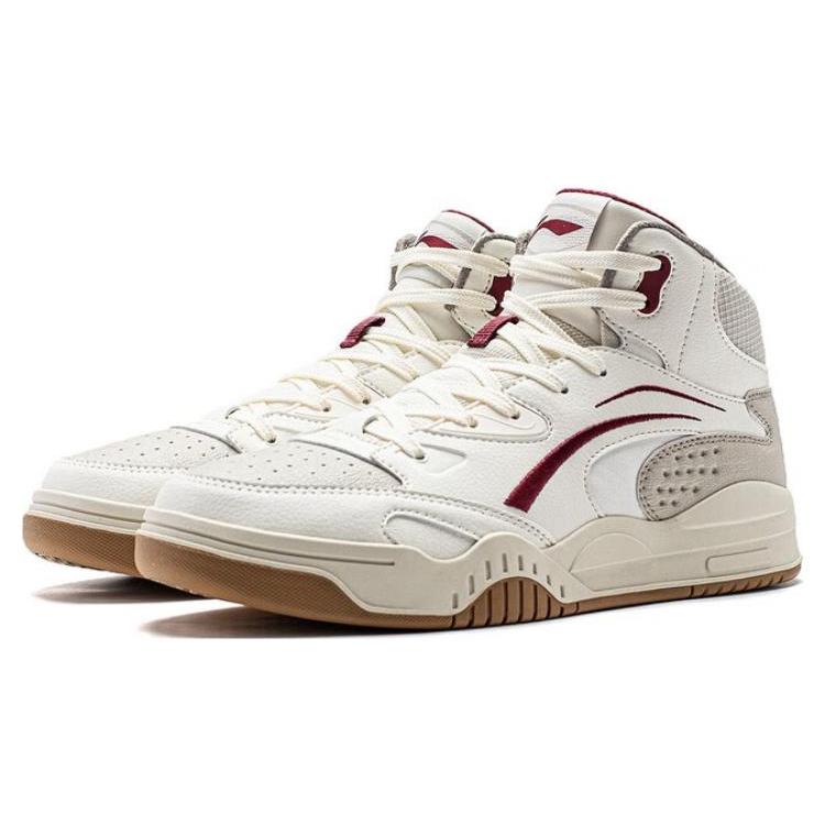 Li Ning Desert Plains Амортизирующие Легкие Высокие Кеды для Скейтборда Мужские Бело-Серые AGCT285-2