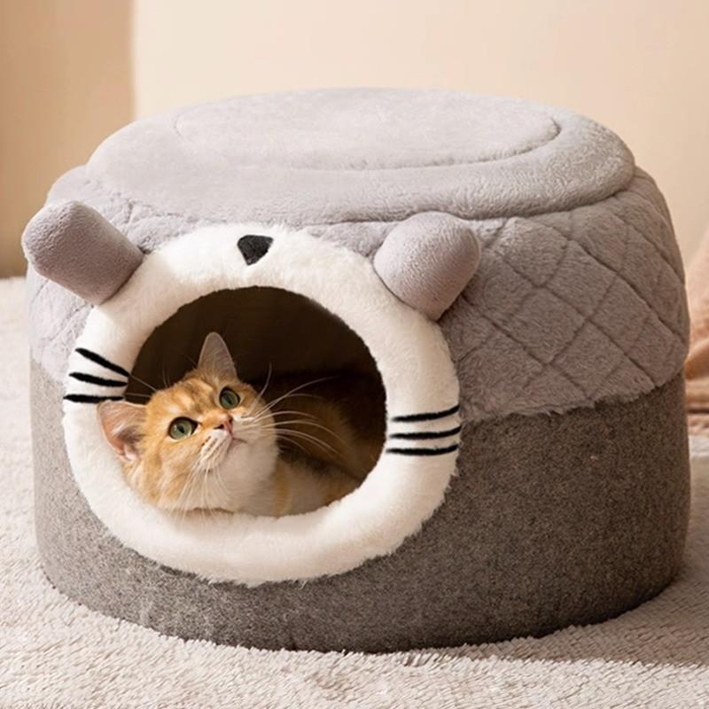 Осенне-зимний кошачий новогодний табурет для танцев с драконом, кошачье гнездо, полузакрытая теплая будка-юрта, праздничное ветрозащитное гнездо для домашних животных