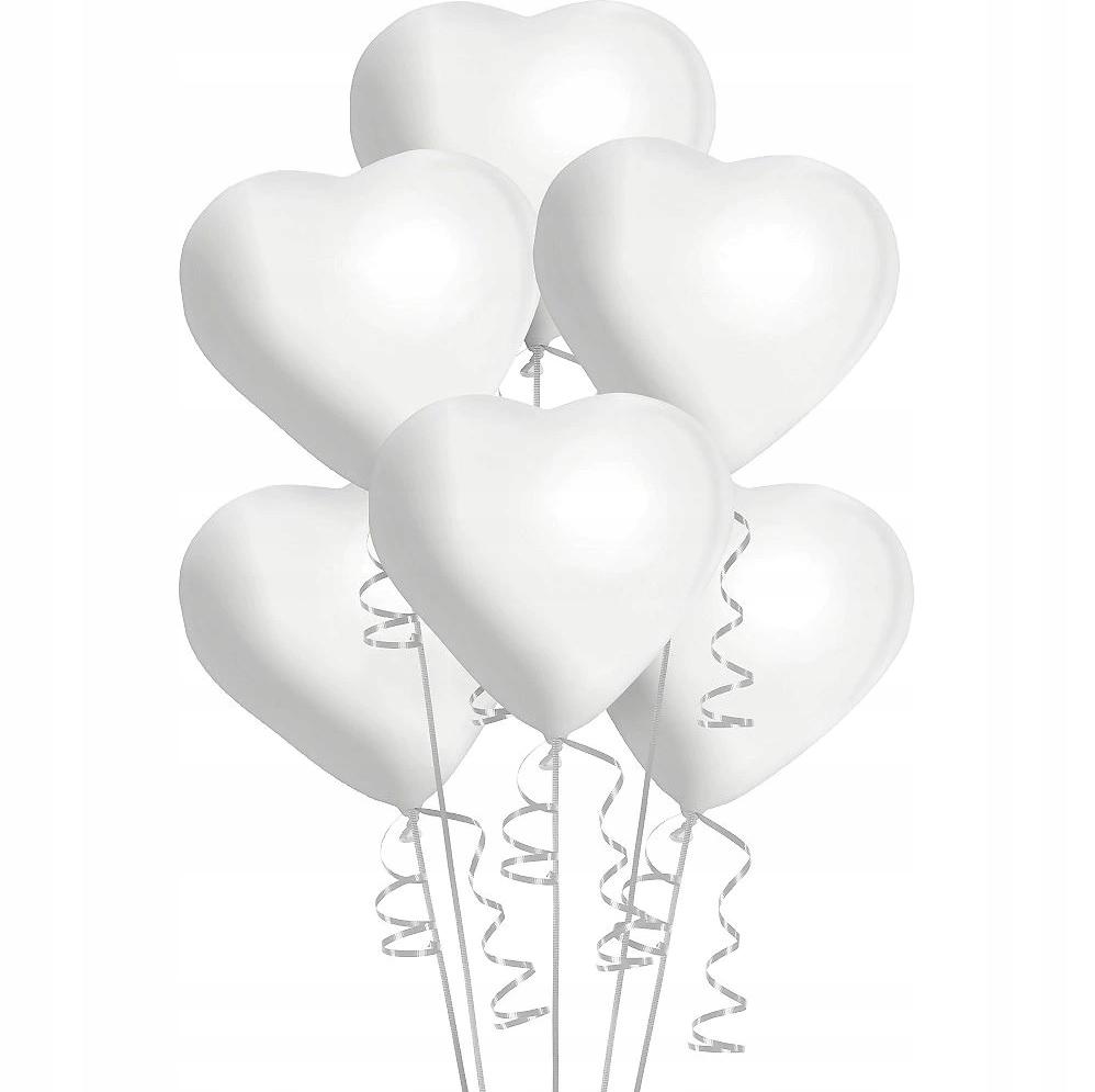 Balony Pastelowe Serca, Białe, 100 Szt.