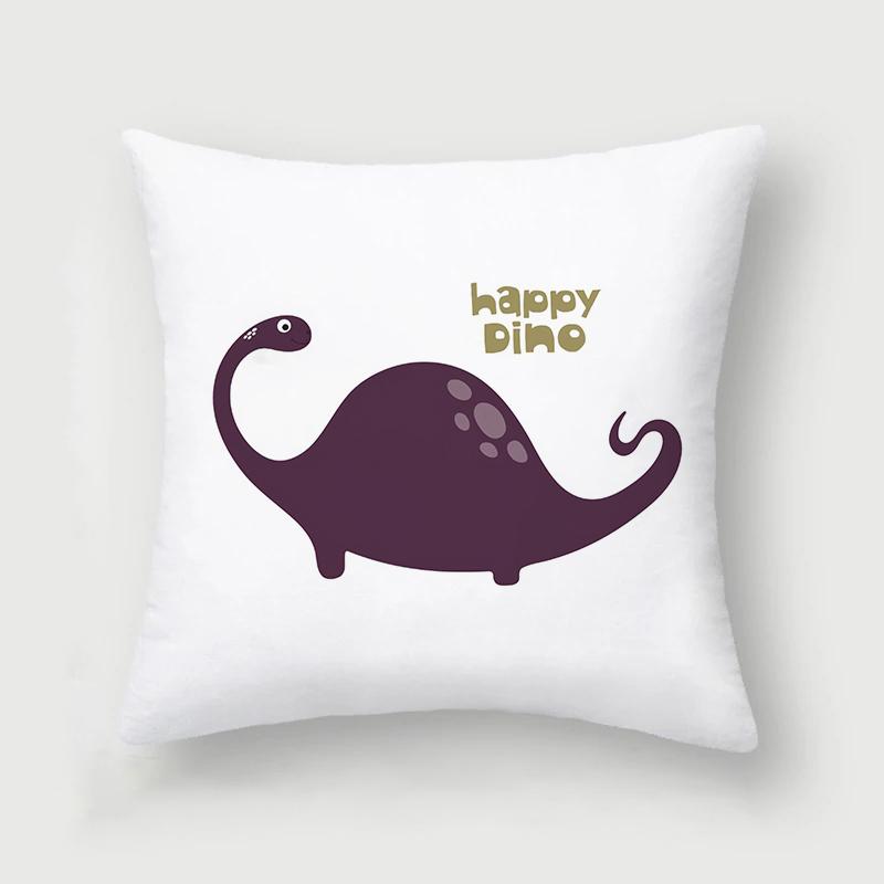 Cute and Interesting Cartoon Dinosaur Throw Pillow Set Sofa Chair Cushion Cover Children's Room Home Decoration Pillowcase 45x45