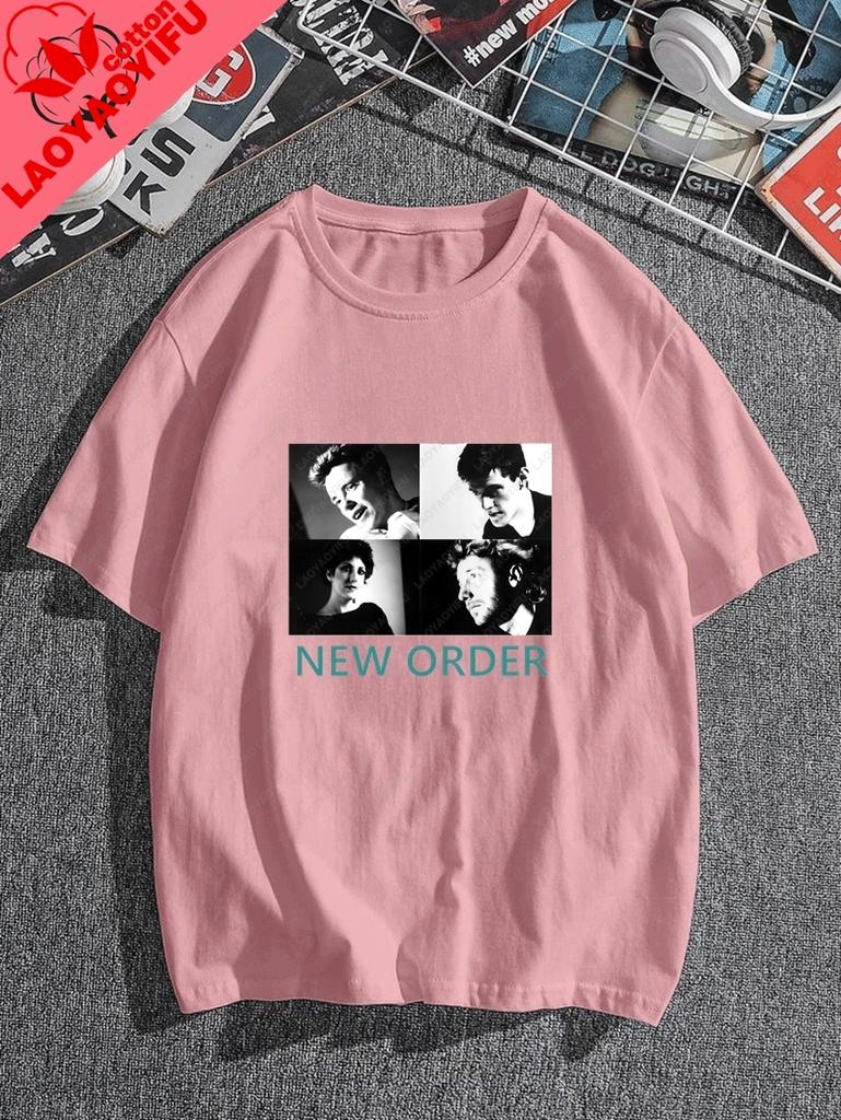 Stylish Retro 80s New Order Band Print Tshirt Unisex Casual Shortsleeved Shirt Top Cotton Tshirt For Spring And Summer