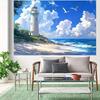 1 Lighthouse and Seagull Beach Sea Sky tapestry - Polyester for birthday parties outdoor celebrations and festival events