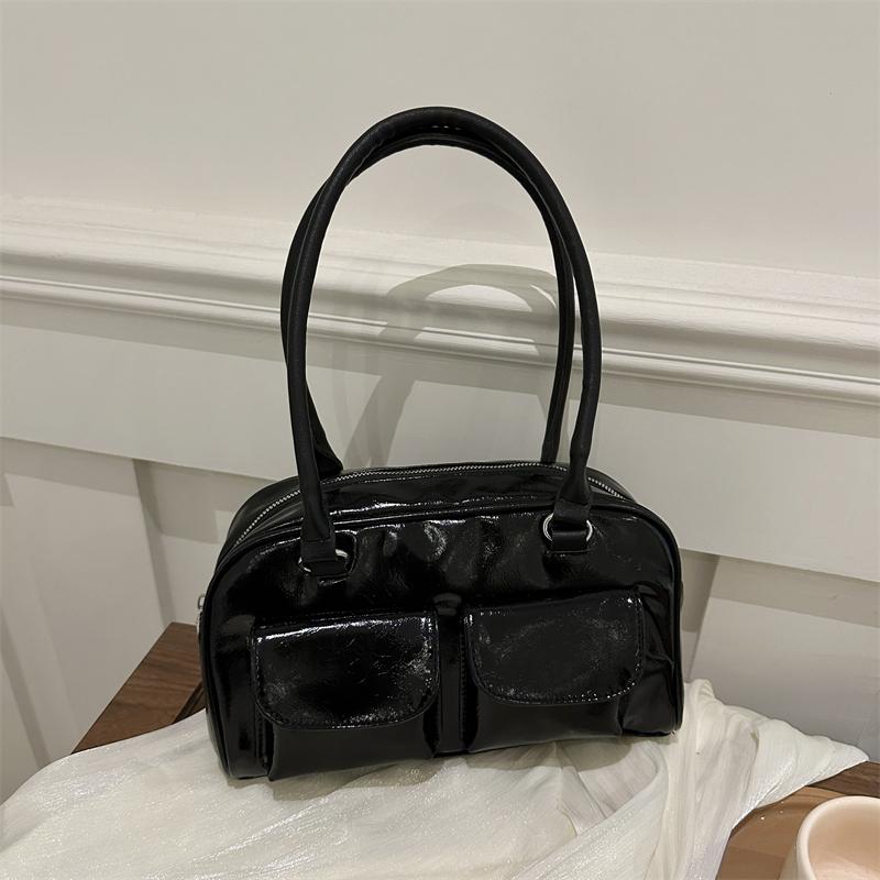 Минималистская большая вместительная сумка из искусственной кожи с несколькими карманами, однотонная легкая прочная сумка на плечо для женщин, повседневная/для шопинга