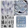 Nail Art Silicone Stamp Mold for Party and Salon Crystal Stone Shaped Manicure Mould Embossed Nail Stencils for Women