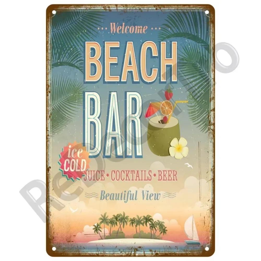 1PC Transform Your Space This Summer: 1PC Exquisite Vintage Metal Plaque, Perfect for Coastal Decor In Homes, Beach Bars & More
