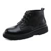 Four Seasons New Fashion Youth High-top Outdoor Leather Boots Men's Lace-Up Locomotive Tooling Shoes One Piece