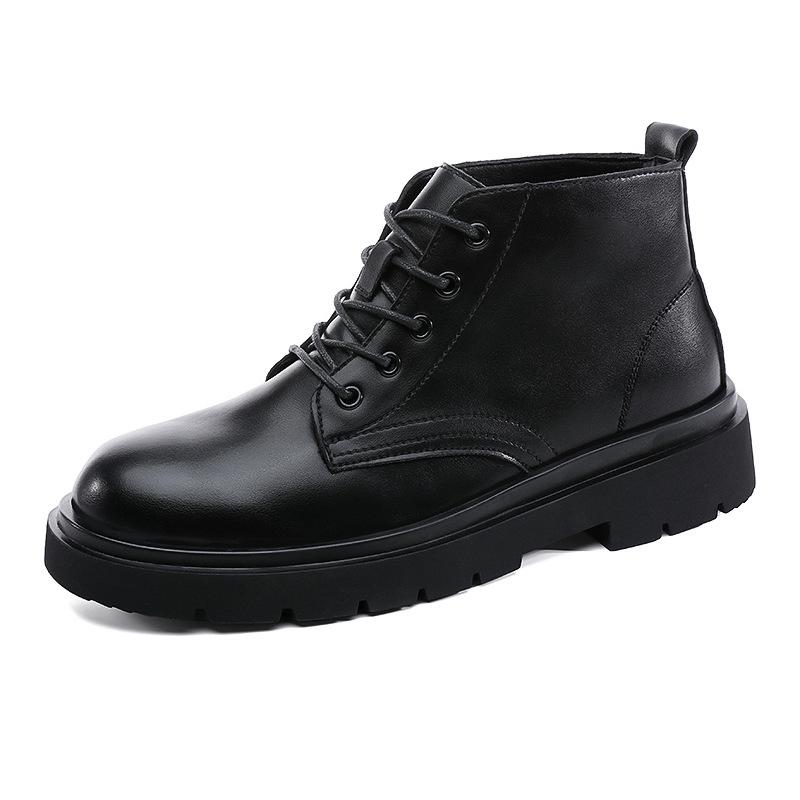 Four Seasons New Fashion Youth High-top Outdoor Leather Boots Men's Lace-Up Locomotive Tooling Shoes One Piece
