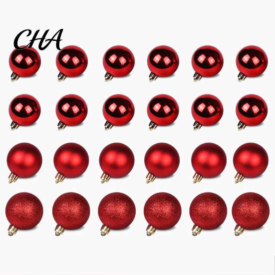 Christmas Tree Ornaments 24 Pcs Small Ball Ornaments, Mini Shatterproof Plastic Winter Theme Party Supplies Xmas Hanging Decoration for Holiday Decor