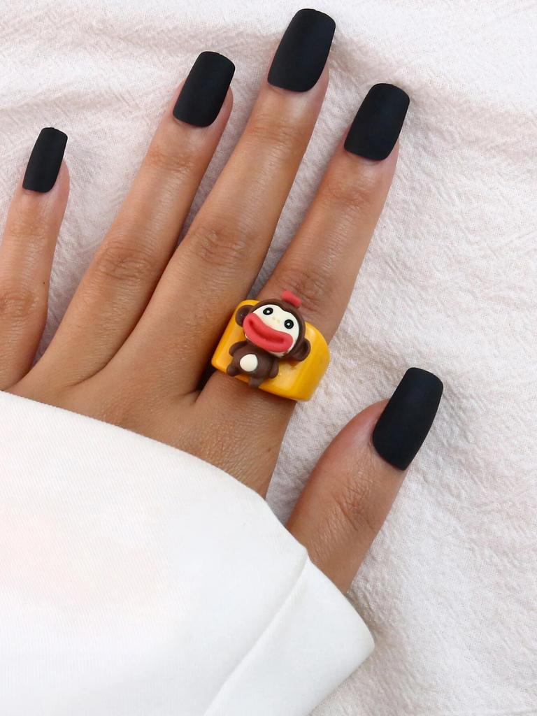 Кольцо с фруктами из мультфильма, женское модное корейское кольцо с милыми животными из смолы, набор акриловых колец, подарок на Рождество, день рождения, ювелирные изделия для девочек