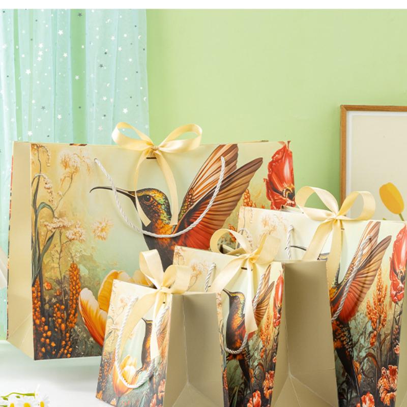 Advanced Sense, Ретро-цветок и птица, Подарочный пакет, Ручной упаковочный пакет для одежды, Бумажный пакет, Подарочный пакет, Сопутствующий подарочный пакет