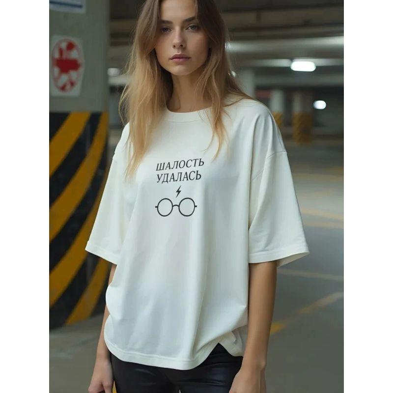 Loose Printed T-shirt Western Style New Fashion Loose Casual Print Letters Cotton T-shirt Top
