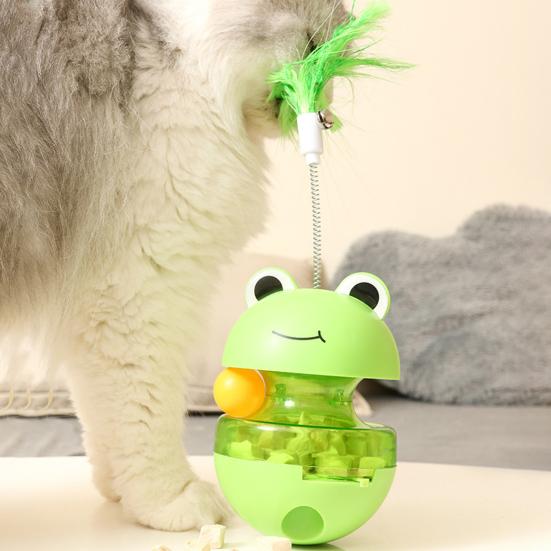 Игрушка-мяч для кошек, медленная кормушка, шарик для лакомства, игрушка-головоломка для кошек, диспенсер, интерактивная игрушка в форме лягушки
