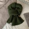 Soft Knit Wool Blend Scarf Women Winter Warm Cozy Korean Style Plain Color Chunky Cabled Neck Wrap