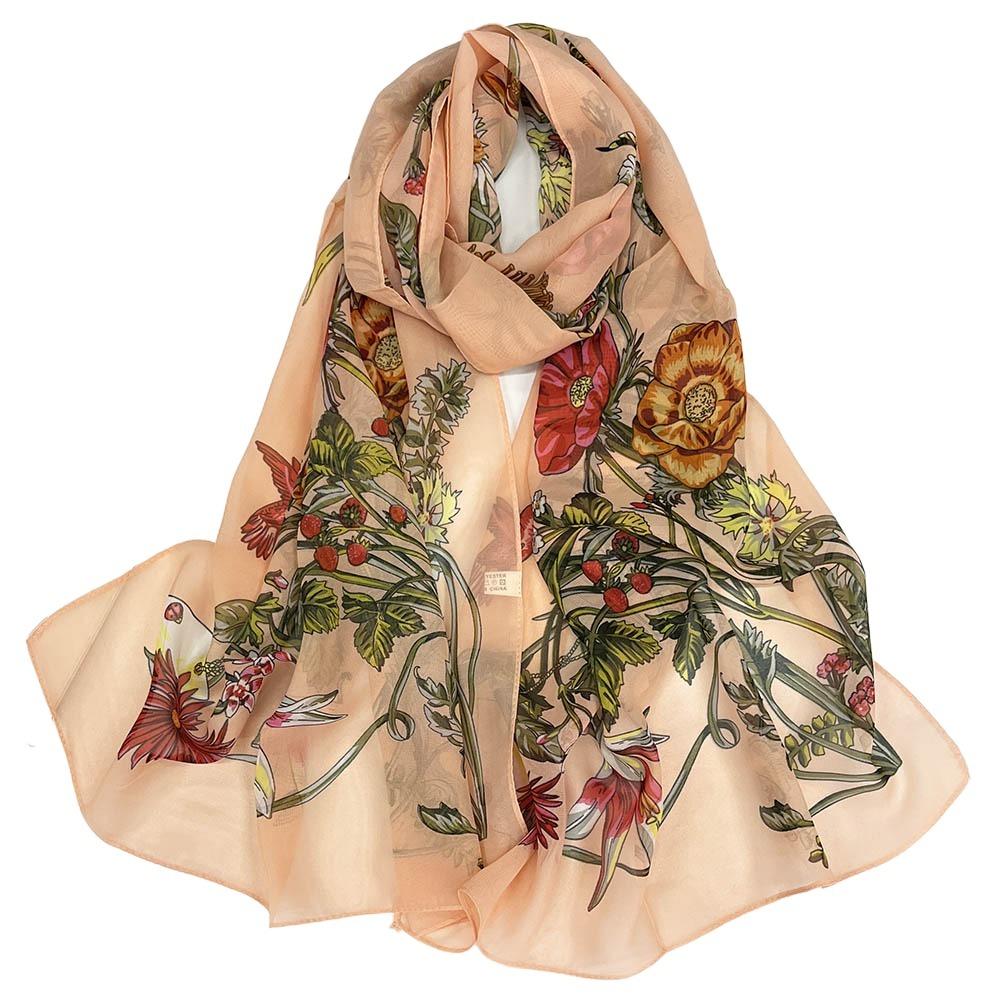 Sun-Resistant Silk Scarf Breathable Long Wraps Portable Beach Shawl for Women