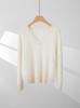 Women's Cashmere V-Neck Pullover, Loose Brushed Knit, Autumn/Winter 2025, All-Color Base Layer Sweater