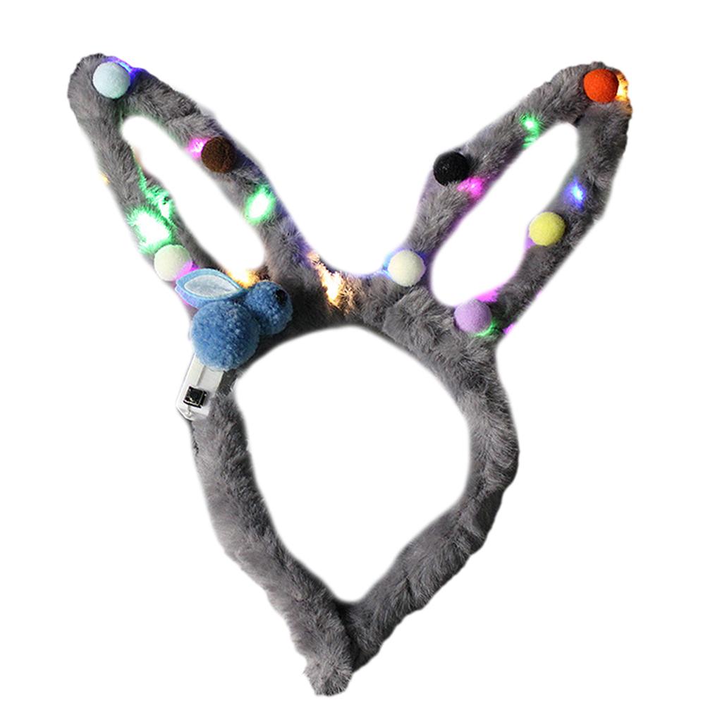 Lovely LED Rabbit Ear Headband New Year Party Flashing Light Plush Hairhoop Carnival Party Headwear RaveProps Headdress