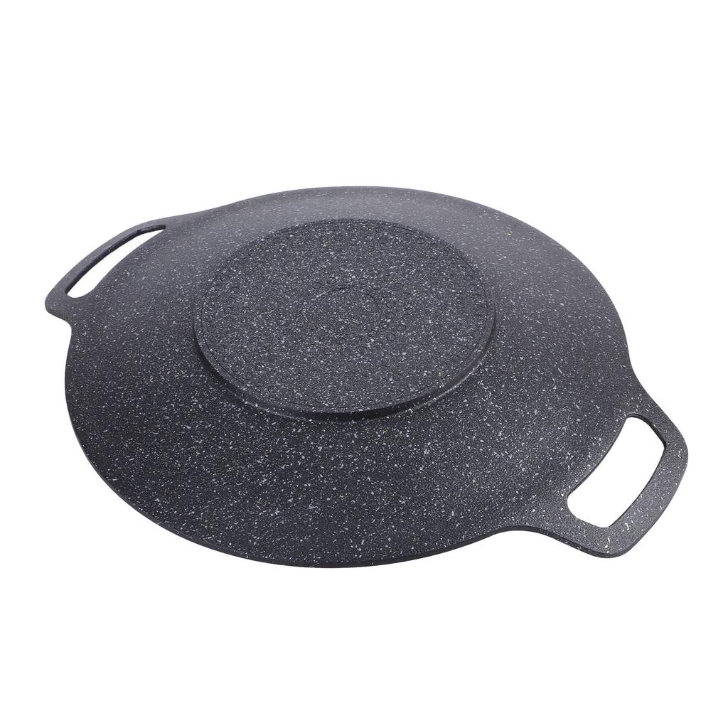 Корейская сковорода-гриль с антипригарным покрытием, 6 слоев, круглая решетка для барбекю для готовки в помещении и на открытом воздухе, черная