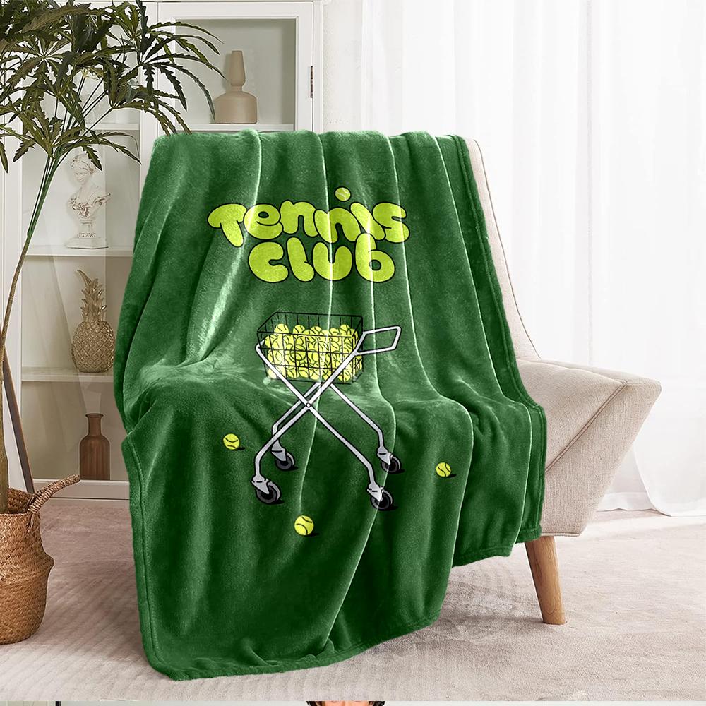 tennis Theme Printed Blanket - Perfect for Couch, Bed, Travel & Outdoor Use | Machine Washable, Cozy & Durable.