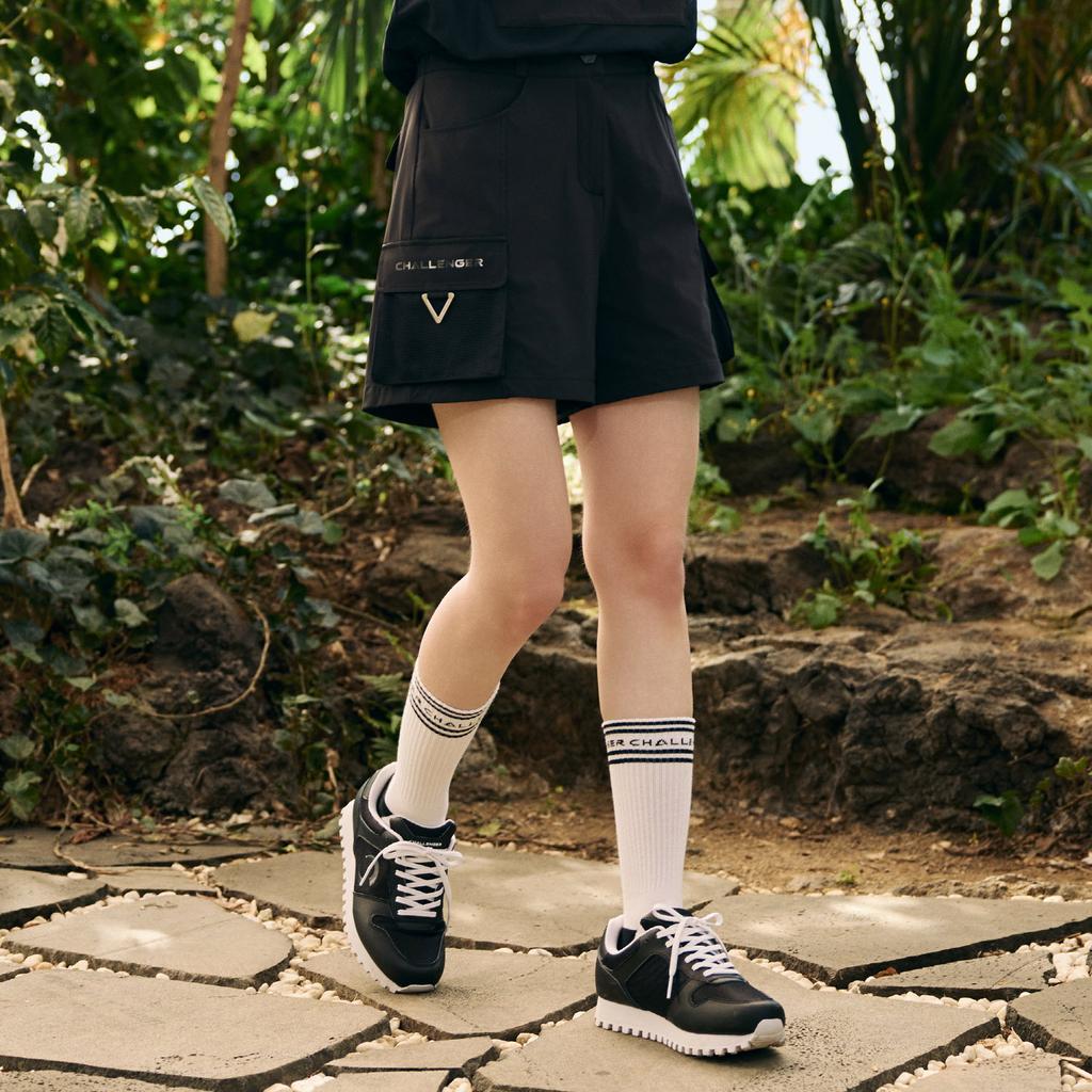 CHALLENGER Women'S Light Silky Nylon Mesh-Lined Cargo Pocket Shorts Black
