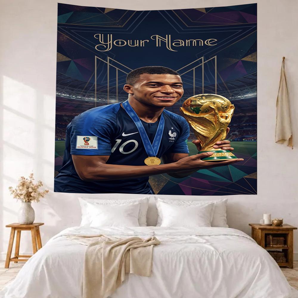 Mbappe Custom Your Name Wall Decor Tapestry Art For Pet Memorial Birthdaywedding Party Backdrop Family Gift