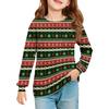 Christmas Day Girls' Long Sleeve Blouse - Round Neck Soft Waist Tunic