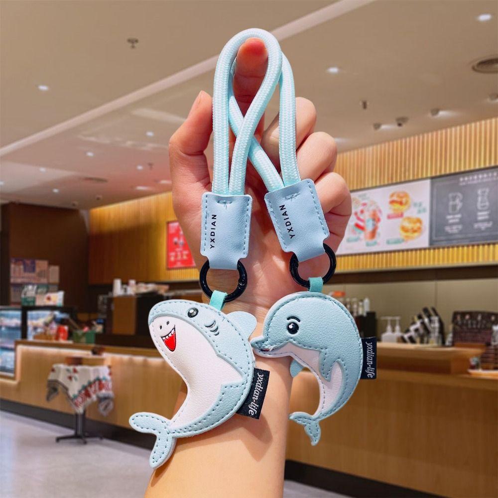 PU Leather Dolphin Pendant Ocean Animal Car Keyring Fashion Dolphin Keychain Students