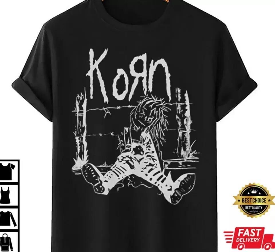 Мужская футболка Korn 90-х Металл Рок-группа Тур Однострочный шов Унисекс футболка