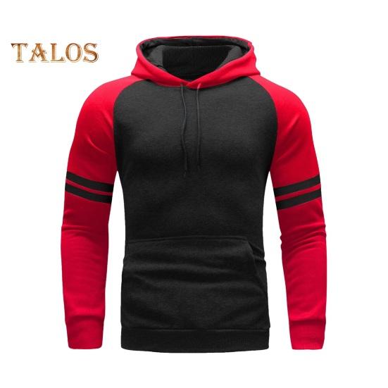 Мужская толстовка с капюшоном на осень-зиму с цветными блоками, длинными рукавами, большим карманом, эластичными манжетами и подолом, тонкая облегающая повседневная одежда, повседневный спортивный топ