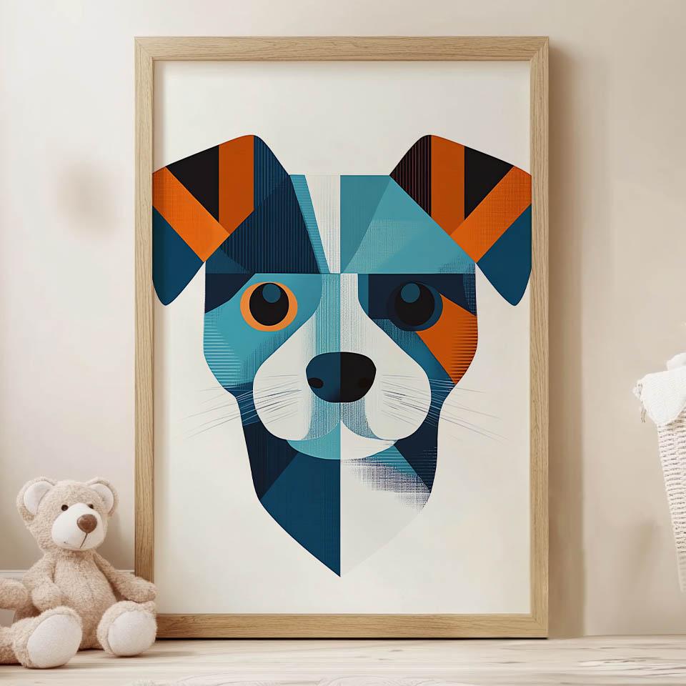 Plakat Radosny Jack Russell W Geometrii Plakat Radosny Jack Russell W Geometrii, 50X70 Cm, Rama Aluminiowa Czarna, Papier Matowy 230 Gsm