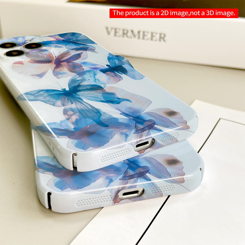 Blue Butterfly Dream Wall Art Phone Case All inclusive film hard phone case, compatible with iPhone 18 Pro Max 17 16 15 14 13 12 11