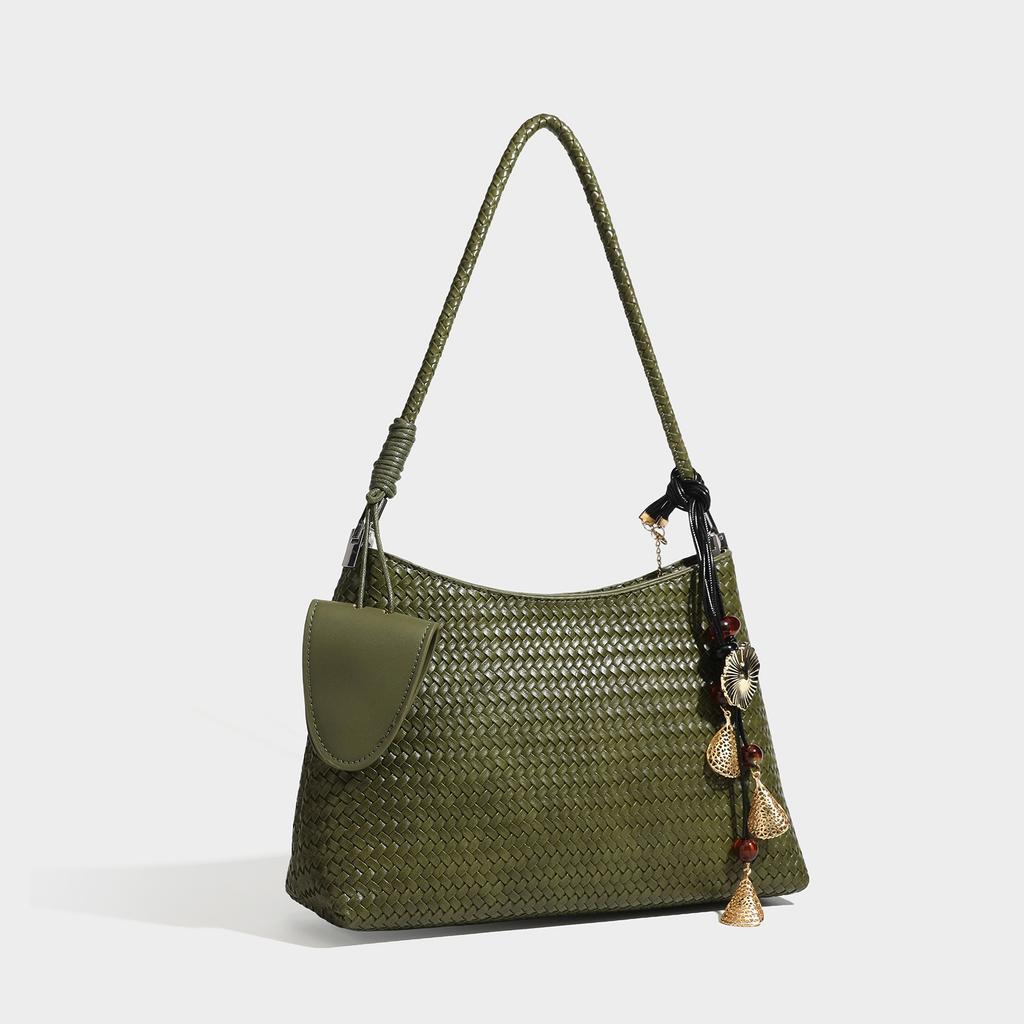 Trendy Imitation Woven Bag 2026 New Single Shoulder Handbag Retro Fashion Armpit Bag
