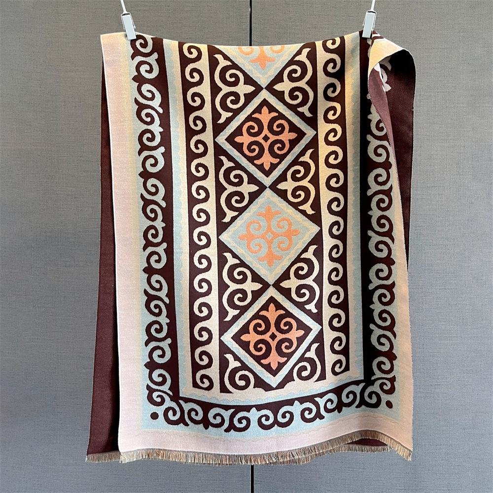 Роскошный зимний кашемировый шарф женский с принтом шаль-накидка мягкий парео элегантное пончо женский толстый теплый плед эшарп пашмина