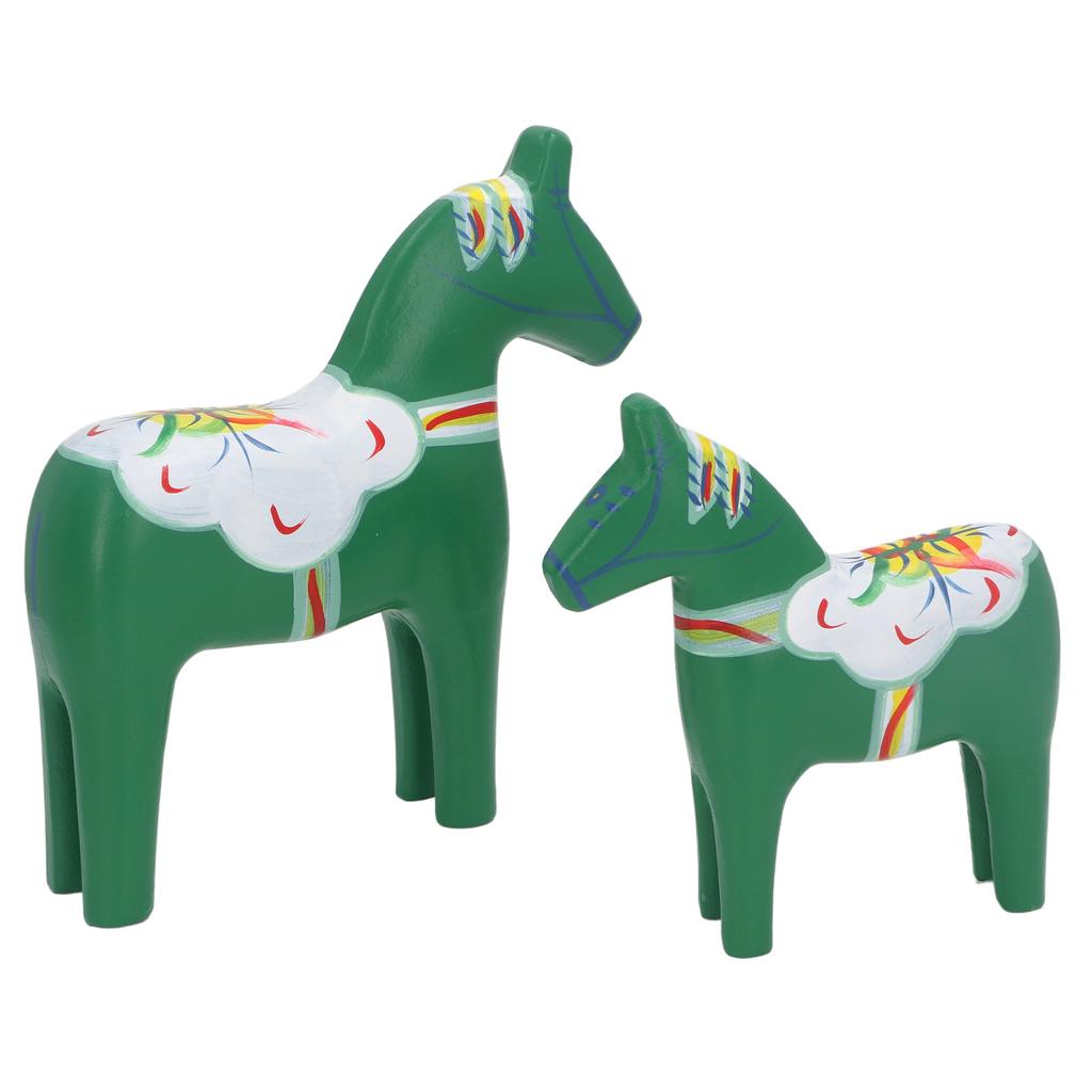 1 Pair Swedish Dala Horse Decor Wooden Traditional Painted Dalecarlian Horse Statue Figurine Home Ornament Handicraft