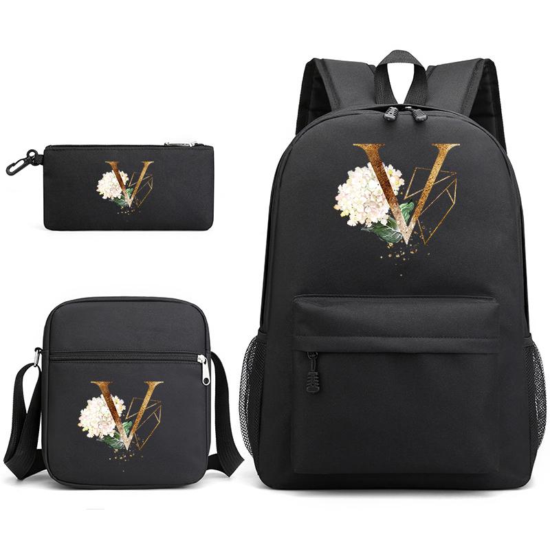 Рюкзак из 3 предметов с 26 английскими буквами, холст для косплея, детский школьный рюкзак, дорожная сумка, сумка для книг в школу