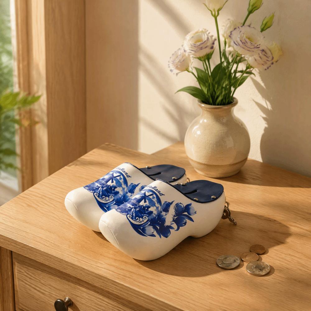Miniature Wooden Clog Piggy Bank Wooden Material Dutch Wooden Shoes Figurine Home Decor