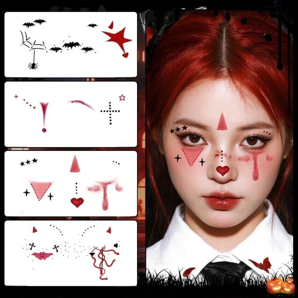 Waterproof Joker Face Tattoo Sticker Make Up Spider Web Tattoo Sticker Halloween