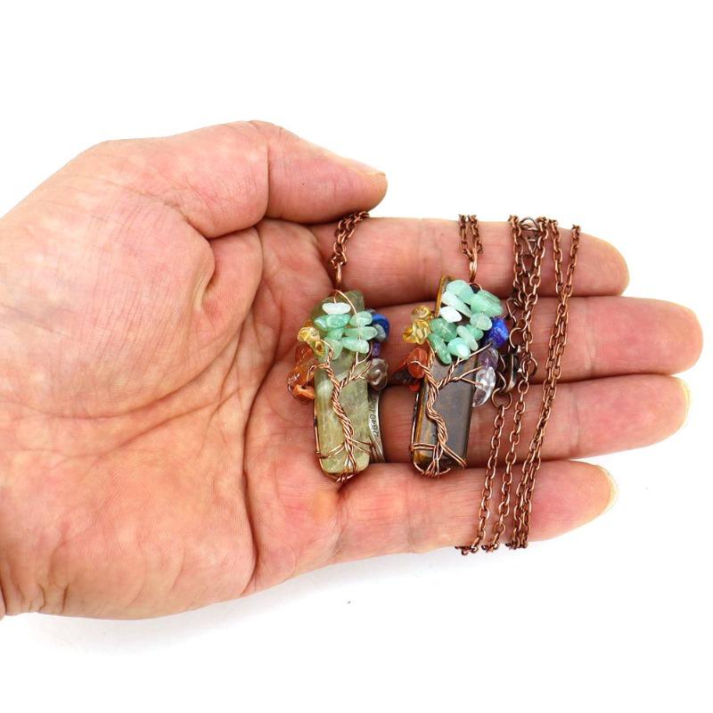 1 шт. натуральный камень неправильной формы кристальная полоса аметист древо жизни гравий кулон ожерелье